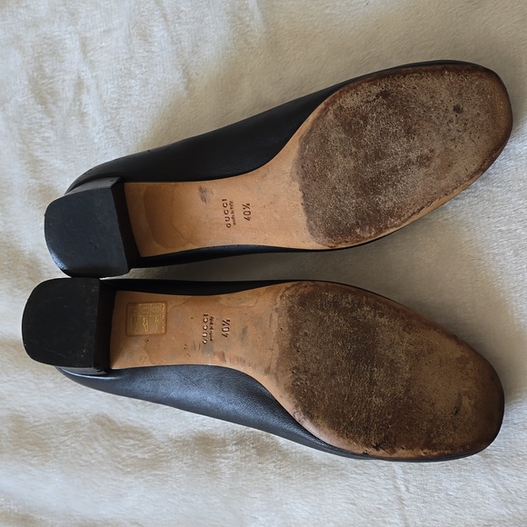 Gucci GG Gold Studded Interlocking Logo Low Block Heel Pump Sz 40.5 - Picture 7 of 13